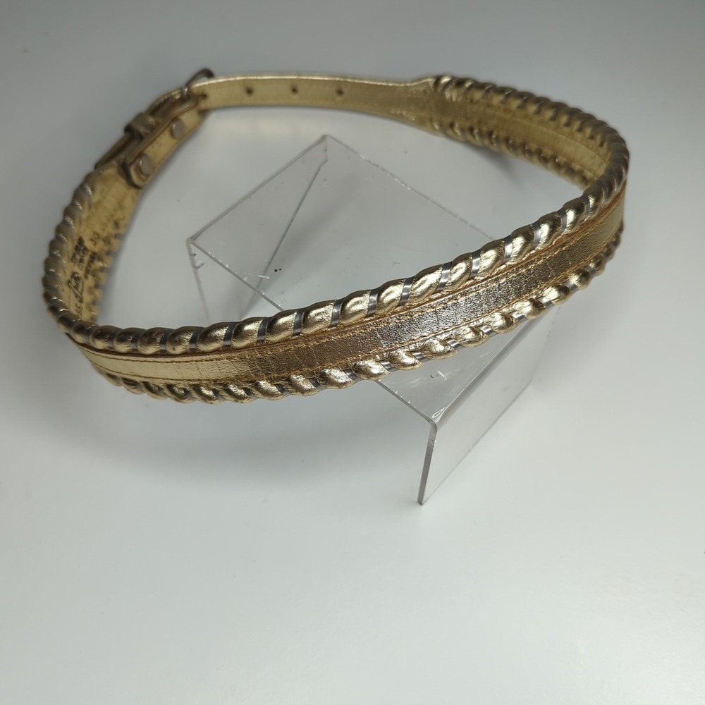 90s Justin Gold Top Grain Cowhide Statement‎ Belt 30 Silver Whipstitch Edge USA